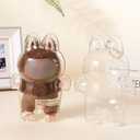 2 x Protective Case for LABUBU, Plastic Clear Display Box with Key Chain for Dolls, Protective Cover for Plush Toy, Transparent PVC Bag for Storage (No Doll, 17cm)