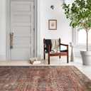 Loloi Layla Collection LAY-01 Brick/Blue 2'-3" x 3'-9" .13" Thick Accent Rug, Soft, Durable, Vintage Inspired, Distressed, Low Pile, Non-Shedding, Easy Clean, Printed, Living Room Rug