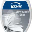 Bemis 7300SL Slow Close Toilet Seat, Hinges Never Loosen, Durable Plastic, Made in USA, Elongated, White
