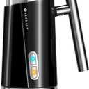 Huogary Milk Frother, Milk Steamer for Milk Foam & Hot Milk(4.5oz/10.5oz), Electric Milk Frother and Warmer for Homemade Coffee, 120V (Black)