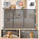 59-Inch Retractable Dog Gate, 34-Inch Tall Mesh Pet Gate