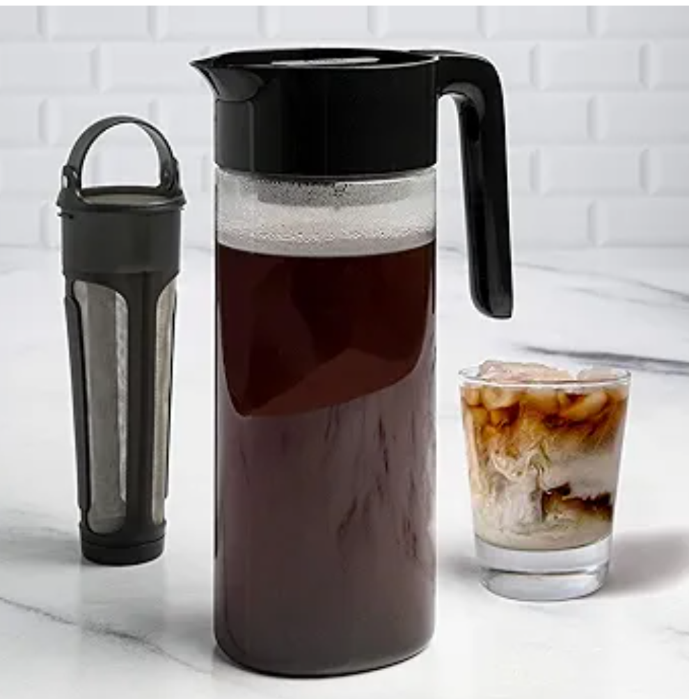 Goodful Cold Brew Iced Coffee Maker, Durable, Shatterproof Tritan Pitcher, Leak-Proof Lid, Large Capacity with Deluxe Stainless Steel Filter, 2.25-Quart, Blac
