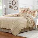 Greenland Home Antique Rose 100% Cotton Heirloom-Quality Quilt Set, 5-Piece Full/Queen, Ecru