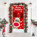 Christmas Door Cover Decorations Reindeer Front Door Cover Reindeer Background for Holiday Xmas Hanging Banner Christmas Door Decorations Home Decor