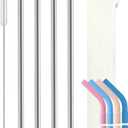 Pure Titanium Reusable Straws with Silicone Tips,Travel Case & Cleaning Brush,BPA Free & Eco Friendly,Dishwasher Safe,Fits 20-40oz Tumblers (Titanium 0.8cm)
