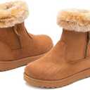 yageyan womens winter boots Mid calf snow booties fur lined womens warm ankle booties for outdoors (8, Chestnut)