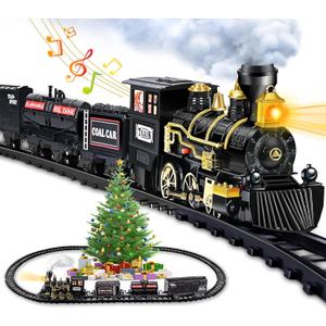 Train Set for Kids, Train Toy w/Steam, Light & Sounds, Christmas Train Sets for Under The Tree, for 3 4 5 6 7 8 Year Old Boys Girls