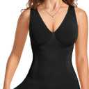 Gotoly Shapewear for Women Compression Tank Tops Tummy Control Body Shaper Seamless Workout V-Neck Camisole Cami Tops (Small, Black)