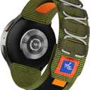 Nylon Loop Elastic Bands Compatible with Samsung Galaxy Watch 3 45mm Band/Galaxy Watch 46mm/Gear S3 Frontier, 22mm Sport Smart Watch Bands Adjustable Quick Release Straps for Women Men. (Green)