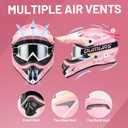 OUMURS DOT Adult ATV Dirt Bike Helmet with Goggles Gloves & Mask Adjustable Sun Visor Motorcycle Adults Helmet Off-Road Motocross Downhill Moped MX for Unisex-Adult-Pink Cake, M