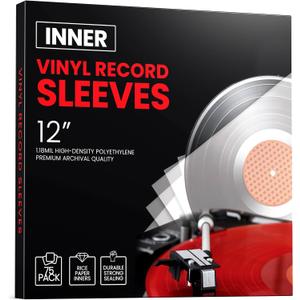 75 Pack Vinyl Inner Sleeves  12-inch Record Sleeve  1.18mil Thick Rice Paper Vinyl Record Storage Inner Sleeves