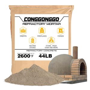 44 lb Masonry Refractory Mortar Rated 2600°F – Fireplace Brick, Pizza Oven | No Heat Cure. Just add water & mix. Trowel into joints & flues. For Masonry: fire pits, kilns, forges. Reheat Safe