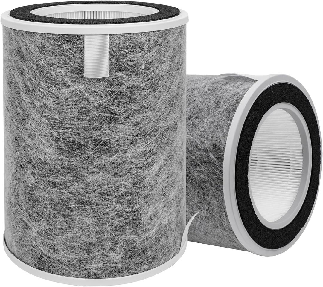 2 Pack HP201 HP202 True HEPA Replacement Filter, Compatible with Shark HP200 Series,HP201 HP302 HP301 HP202 HP232 HC502 AP1000 Air Purifier MAX, 3-in-1 H13 Grade True HEPA Filter