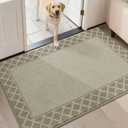 BEQHAUSE Door Mat Dirt Trapper Non Slip Entryway Rugs Absorbent Welcome Mat Low Profile Washable Front Door Mat for Muddy Paws,Entrance,Hallway, 32" x 48",Beige (Taupe)