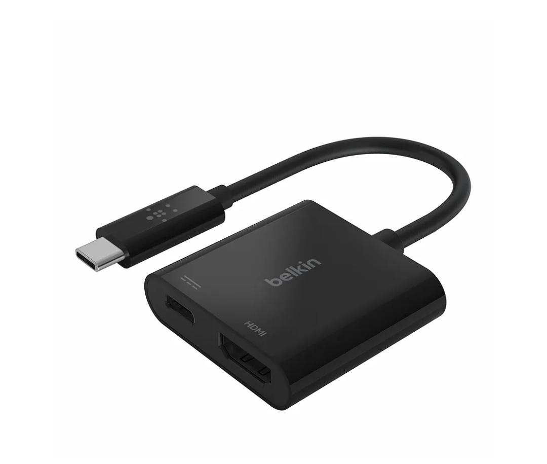 Belkin USB C to HDMI Adapter + USBC Charging Port to Charge While You Display, Supports 4K UHD Video, Passthrough Power up to 60W for Connected Devices, Compatible with MacBook, iPad, Windows