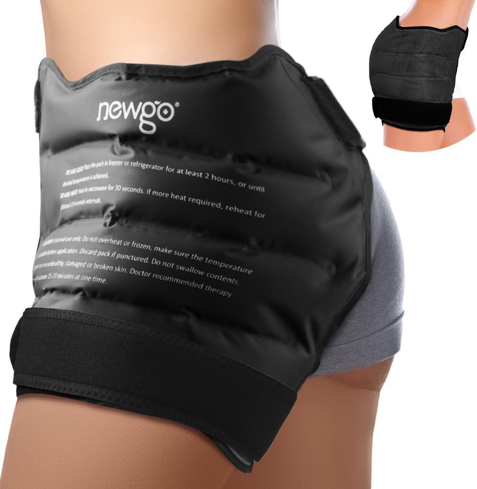 NEWGO Ice Pack for Hip Replacement Surgery, Gel Cold Pack Hip Ice Wrap for Hip Bursitis, Sciatica, Flexor Pain, Inflammation, Swelling, Black