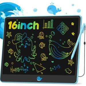 Hockvill LCD Writing Tablet for Kids 16 Inch, Toys for Girls Boys Drawing Pad for 3 4 5 6 7 8 Year Old Kid, Toddler Magnetic Doodle Board Travel Essentials Christmas Birthday for Children (Blue)