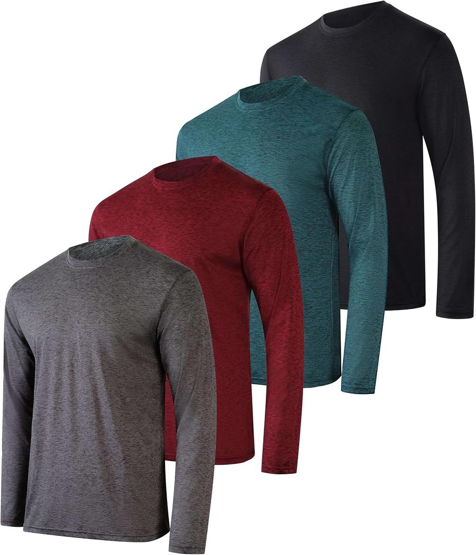 Real Essentials 2 Pack: Men's Dry-Fit UV Moisture Wicking UPF 50+ SPF Sun Protective Fishing Hiking Active Long Sleeve Shirt 2XL