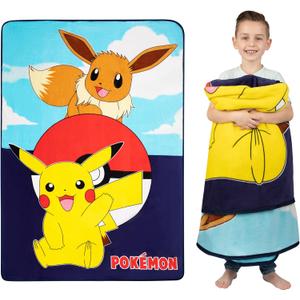Franco Kids Bedding Super Soft Plush Micro Raschel Blanket, 62 in x 90 in, Pokemon