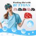 Tarpop 6 Pcs Scrub Caps Woman Hats Bouffant Adjustable Sweatband Nursing Doctor Men Working Supplies