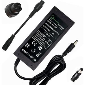 42V 2A Charger for Scooter 36V Lithium Battery, Smart Power Supply for 36 Volt Li-on (8mm 3-Prong and 5.5mm DC Connector)