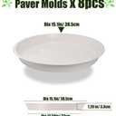 8 Pcs Stepping Stone Mold, Round Plastic Paver Molds for Concrete, Dia 15.1in/ 1.53 in Depth Cement White Tray, Reusable DIY Form for Paving Garden Path, Walkway, Patio, Outdoor Landscaping