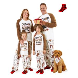 PATPAT Family Christmas Pjs Matching Sets Holiday Jammies Sleepwear Christmas Pajamas for Family Xmas Outfits with Socks (XX-Large, Khaki)