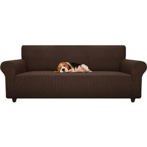 ZNSAYOTX Stretch Oversized Couch Cover Universal Sofa Covers for Living Room Dogs Pet Furniture Protector Spandex Extra Large Sofa Slipcovers with Anti Slip Foam Sticks (Coffee, XL Sofa)