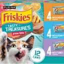 Purina Friskies Wet Cat Food Variety Pack, Tasty Treasures Prime Filets (With Ocean Fish and Tuna, With Chicken and With Turkey) - 5.5 Ounce (Pack of 12) (EXP 08/31/26)