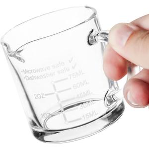 Ackers Etched Scale Espresso cup with Handle, Thickened Bottom and Wall, Double V-Shaped Spout,2.5OZ Milk Frothing Pitcher,75ML Milk Cup with Handle, Espresso Accessory (SINGLE)