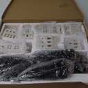 Christmas Village Set - 7 White Ceramic Houses with Remote LED Tea Lights and 8 Mini Trees, Farmhouse Christmas Decorations Indoor for Fireplace, Mantel, Tabletop, Shelves Winter Holiday Decor