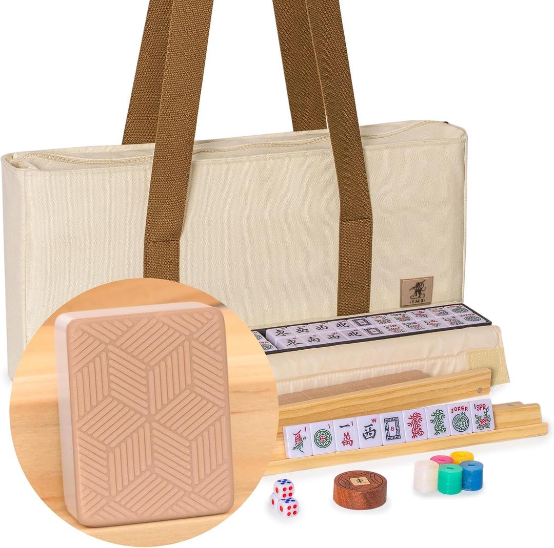 YMI American Mahjong Set, "Canyon Clay" - 166 Tiles with Beige Soft Case, Medium