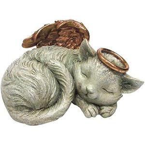 Pacific Trading, Pet Memorial Angel Cat Sleeping Cremation Urn, Memorial Statue Bottom Load, 30 Cubic Inch