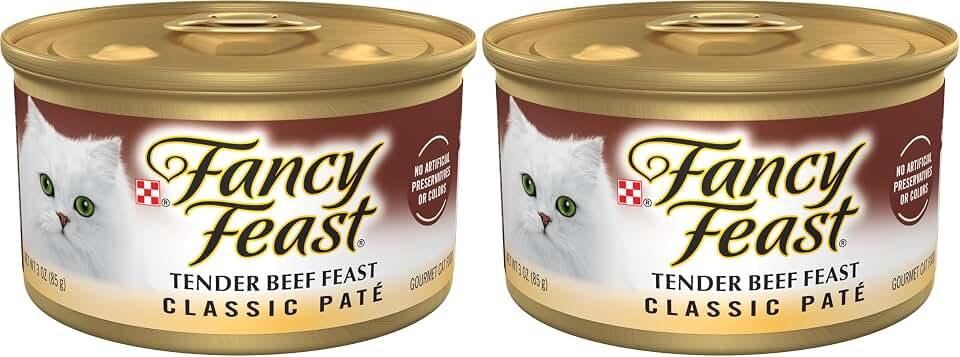 Fancy Feast Purina Tender Beef Feast Classic Grain Free Wet Cat Food Pate - 3 oz. Cans (Pack of 24) BBD Feb 2028