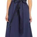 Adrianna Papell Women's Beaded Mesh and Taffeta Gown (4, Navy)