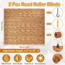 DoubleFill 2 Pcs Bamboo Shades Outdoor Reed Roll Up Blinds 84" W X 72" H Blackout Sunshade Cordless Bamboo Blinds for Home Porch, Patio & Windows Decor Shutters Sunlight Privacy Screen (Carbon Brown)