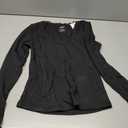 PINKMSTYLE Women Sexy V Neck Lace Long Sleeve Shirts Basic Fitted Double Lined Going Out Y2K Trendy Fall Tops (Small, Black)