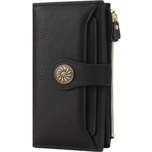 Travelambo Wallets Women RFID Large Capacity Luxury Waxed Leather Clutch Wallet Multi Card Organizer
