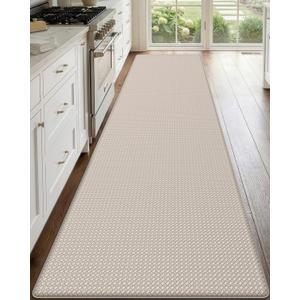 DEXI Kitchen Floor Mats Cushioned Anti Fatigue, 2x9 Long Standing Runner Rug Waterproof, Comfort Memory Foam Padded for Front Sink Laundry, Beige, 108"l X 23"w X 0.4"th