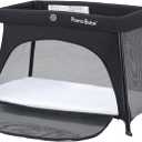 Pamo Babe Travel Crib for Baby - Mini Lightweight Baby Playard with Zip Door, Easy to Carry (Black)