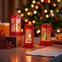 2 x Lighted Christmas Snow Globe Water Lantern with Swirling Glitter Decoration Festival Ornament Light for Tabletop Bedroom Living Room Home Party Decoration, Battery Operated Tree