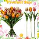Canlierr 24 Pcs Artificial Faux Tulips Set Fake Real to Touch Tulip Flowers Decor Primitive Grungy Country Bouquet for Spring Vintage Rustic Table Centerpiece(Pink Yellow Orange)