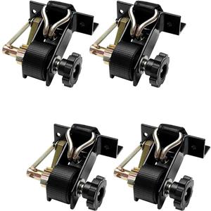 Lumber Rack Ratchet Straps, W/J-Hook (4PCS), 1.4" Black Square Tube Mount, 1.5" Wide x 7.5' Long, Black Ladder Rack Ratchet Straps, 500 lbs Load Heavy Duty, Truck Rack Straps, Pipe/Roof Rack Strap