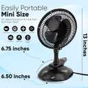 RamPro Portable Desk and Clip on Fan, 6 Inch Fans Small and Quiet Plug In, Small Personal Cooling Fan for Desk Home Bedroom Office, 2 Speed, Adjustable Tilt, Black, 2 Pc
