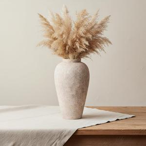 Ceramic Flower Vase Home Decor - 9.2 inch Large Farmhouse Table Vases, Rustic Decorative Vases for Kitchen Living Room Coffee Dining Shelf Mantel Decoration (Gray)