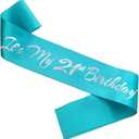 It's My 21st Birthday Sash, Teal Blue Birthday Sash for 21st Bday Party Supplies, Gifts for Girls Bday Party Favors