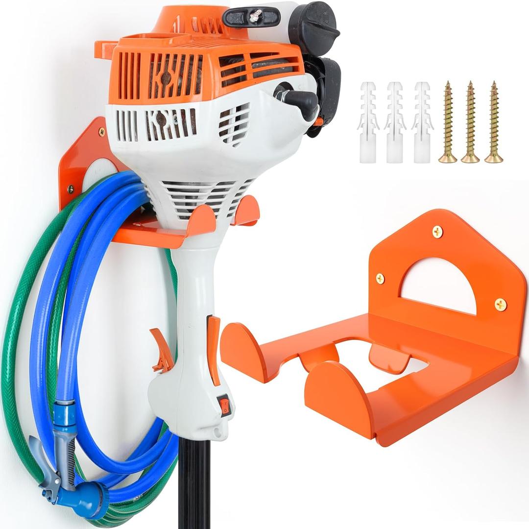 reliahom Garage Organization Weed Eater Hanger, Heavy Duty Garden Tool Organizer Trimmer Rack for Hedge Trimmer, Garden, Garage Wall, Shed, 1 Pack