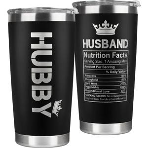 Gifts for Husband from Wife - Wedding Anniversary for Him, Valentines Day, Fathers Day, Birthday Gifts for Him - Present for Husband from Wife - 20 Oz Black Stainless Steel Tumbler