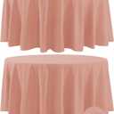 Fokitut 2 Pack Waterproof Round Tablecloth, 120 Inch, Stain Resistant and Wrinkle Polyester Table Cloth, Fabric Table Cover for Kitchen Dining, Wedding, Party, Holiday Dinner-Dusty Pink