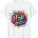 Happy Holi Festival Outfit For Women Kids Men Family T-Shirt (Small, White)